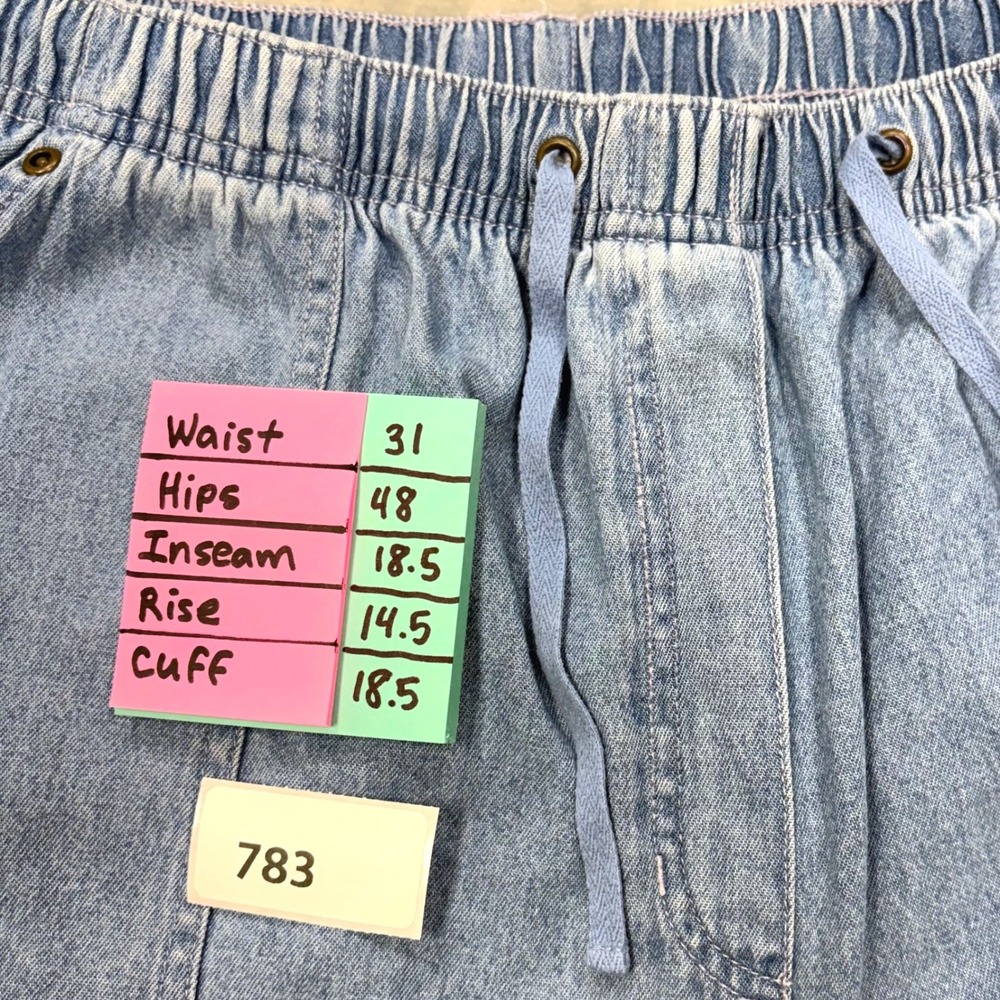 Classic Elements Capri Pants Women 18W Light Wash Denim Drawstring Elastic Waist - Picture 3 of 9
